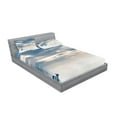 thumbnail image 2 of Ambesonne Nautical Fitted Sheet & Pillow Sham Set, Sailing Yacht Sunset, Queen, Blue, 2 of 2