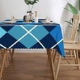 thumbnail image 4 of Blue Argyle Harlequin Tartan Rectangular Tablecloth 55"x70" with Lace Edge, Washable Durable Table Cover for Dining, Indoor Outdoor Home Restaurant Decor, 4 of 5