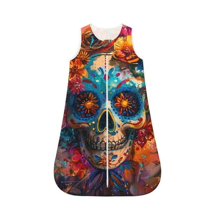 

Honeii Colorful Floral Skull A Print Unisex Babies Sleepbag Wearable Blanket Baby Sleeveless Sleeping Bag-Medium