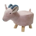 thumbnail image 5 of Animal Footstool Footrest Ottoman Cute Cartoon Wood Sofa Tea Stool Ottoman for Guest Room, Porch, Entryway, Living Room, Indoor Outdoor pink sheep, 5 of 9
