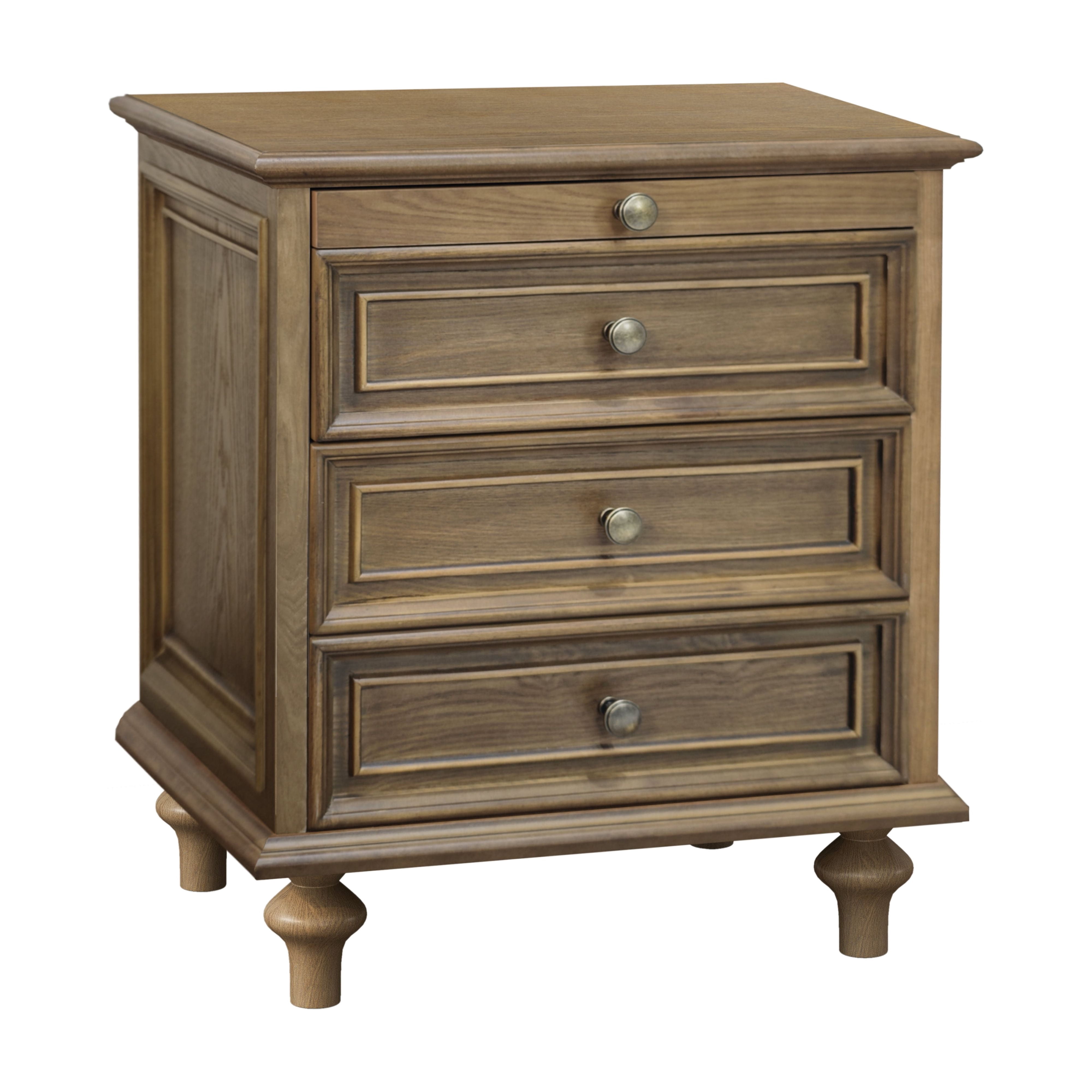 Farmhouse Nightstands with 4 Drawer,Wood Storage End Table with Hidden Pull-Out Shelf, Large Side Table with 4 Solid Wood Feet and Metal Handle