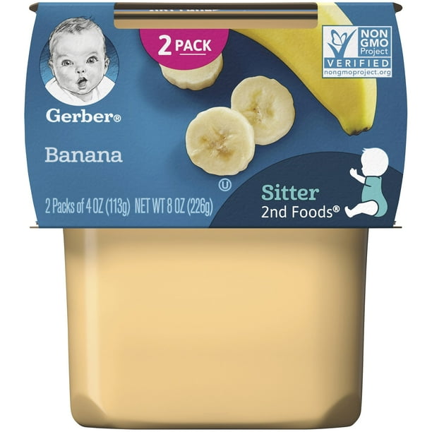 Gerber 2nd Foods Stage 2 Baby Food Banana, 4 oz, Tub 2 count (Pack of