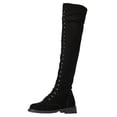 thumbnail image 1 of Women's Over-The-Knee Boots Fashionable Lace Up Design for Autumn Winter Low Heel Solid Color Suede Style Boots, 1 of 9