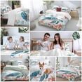 thumbnail image 6 of Teal Red Coastal Bedding 3 Piece Duvet Cover Set Queen Size, Summer Beach Turtle Starfish Nautical Soft Microfiber Comforter Cover with Zipper Closure & Pillowcases, FadeResistant Quilt Cover, 6 of 9