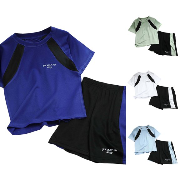 VOUZZA Boys 2 Piece Shorts Set Short Sleeve T Shirt and Shorts Boys Summer Clothes Toddler Kids Outfit Ages 1-14 Boys Summer Outfit