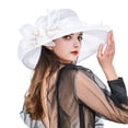 thumbnail image 4 of Derby Hat For Women 2026 Church Cap Hats Kentucky Derby Cocktail Flower Hat Sun Caps Wide Brim Leaf Flower Bridal Shower Hat Wedding Guest Hat Sun Hats For Women Garden Party Hat, 4 of 8