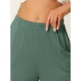 thumbnail image 4 of DARING DIVA Women's Flowy Cotton Wide Leg Lounge Pants S Green and Deep Blue, 4 of 6