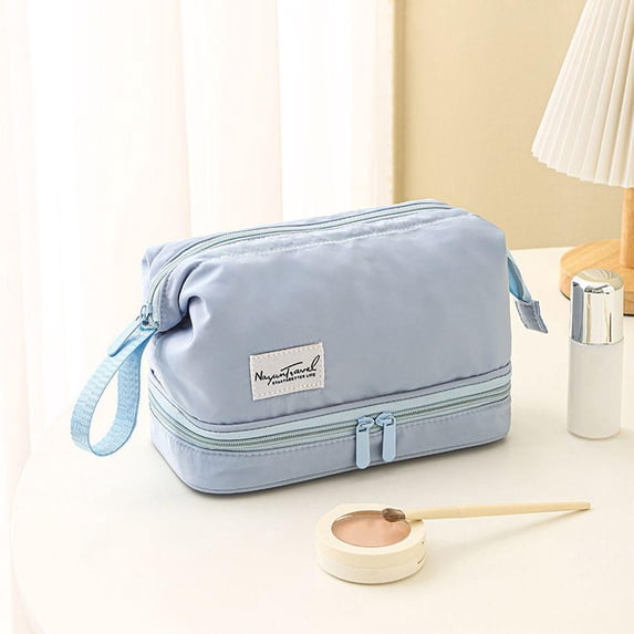 Elegant Sweet Storage Cases Letter For Women Large-capacity Toiletries Organizer Waterproof Makeup Bag Korean Storage Bag Travel Cloud Cosmetic Bag BLUE M