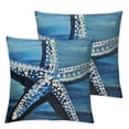 thumbnail image 2 of JRXY Nautical Theme Decorative Throw Pillow Covers  Set of 2 Coastal Starfish Sea Turtle Pillowcase Ocean Beach Blue  Pillow Covers for Outdoor Couch Living Room White, 2 of 6