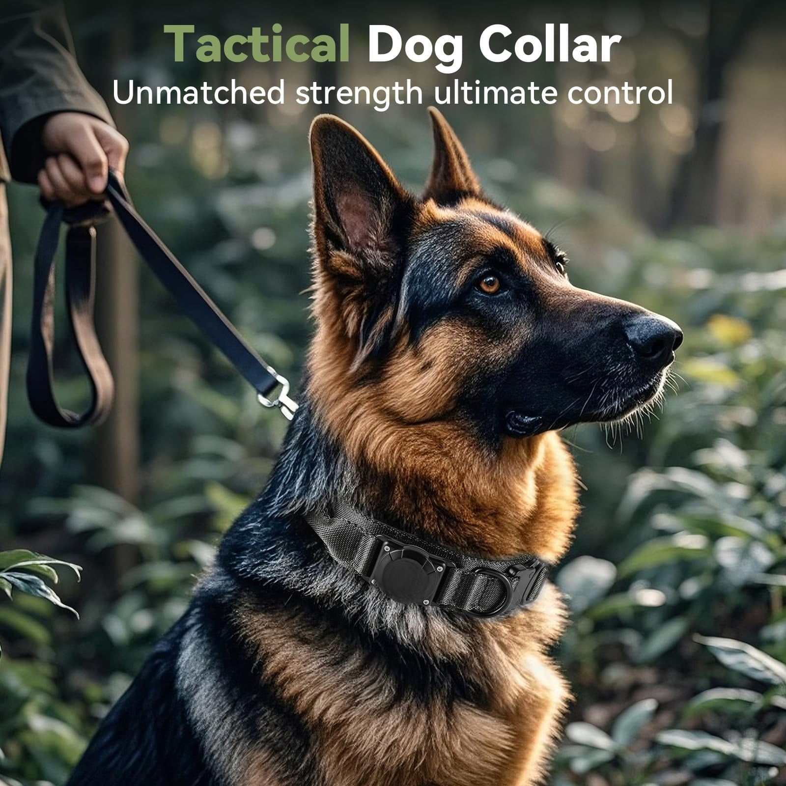 Waterproof AirTag Dog Collar, Military Tactical Collar with AirTag Holder, Comfortable Control Handle & Metal Buckle, GPS Dog Collar Holder for Medium to Large Dogs