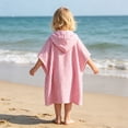 thumbnail image 4 of CUZIBR Cozy Striped Hooded Pullover For Boys Kids Top Comfortable Striped Changing Poncho Wearable Cover Up Robe For Toddler Girls Quickly Dry Bath Swim Wrap Pool Beach Surf ,Pink,5-6 Years, 4 of 5