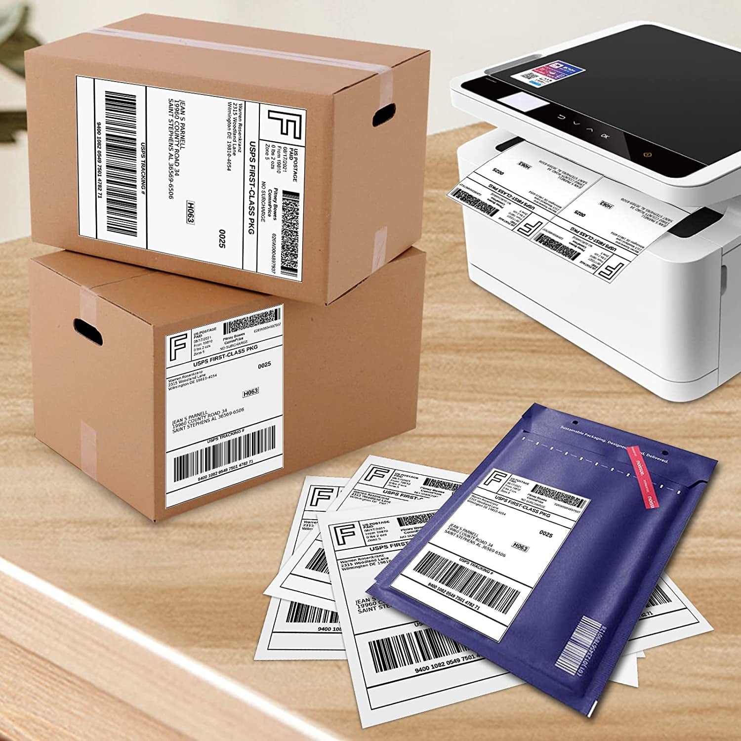 NefLaca Half Sheet Self Adhesive Shipping Labels for Laser and Inkjet Printers, 5.5" x 8.5", 500 Labels