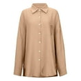 thumbnail image 4 of ZJXFGS Womens Button Down Shirts Linen Cotton Gauze Tops Loose Fit Boyfriend Shirts for Women Fall Button Down Shirts Khaki 2XL, 4 of 5
