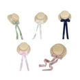 thumbnail image 4 of TeaParty SunHat Wide Brim Straw Boater Hat Women Ribbon Straw Hat Straw Beachs Hat Bows Straw Hat SunHat, 4 of 9