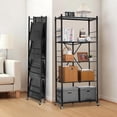 thumbnail image 2 of Foldable Storage Shelf with Wheels  Folding Metal Rack Shelving Unit  No Assembly Organizer Shelf for Garage  Kitchen  Basement * *, 2 of 9