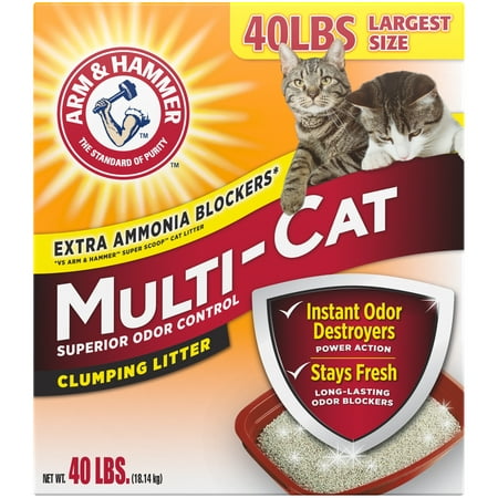 Arm & Hammer Multi-Cat Clumping Litter, 40lb (Best Cat Litter For Urine Odor)
