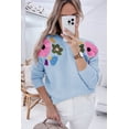 thumbnail image 3 of FOLUNSI Floral Knit Sweater - Comfort Fit, Light Blue Vibe!, 3 of 8
