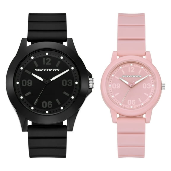 Skechers Unisex Sets Analog Black & Blush Silicone Watches