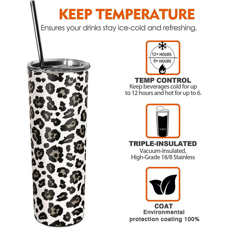 Leopard Tumbler 20 oz Simple Modern Travel Coffee Mug Leopard Print Skinny  Tumblers with Lid and Straw Stainless Steel Insulated Gift for Leopard  Decor Lover 