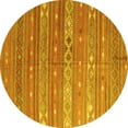 thumbnail image 1 of Ahgly Company Machine Washable Indoor Round Oriental Yellow Traditional Area Rugs, 6' Round, 1 of 4