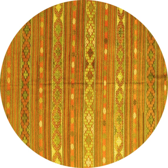 Ahgly Company Indoor Round Oriental Yellow Traditional Area Rugs, 6' Round
