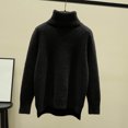 thumbnail image 5 of MexChoioe Women's Sweaters Turtleneck Fuzzy Plush Knit Long Sleeve Hi‑Lo Hem Pullover for Women, 5 of 6
