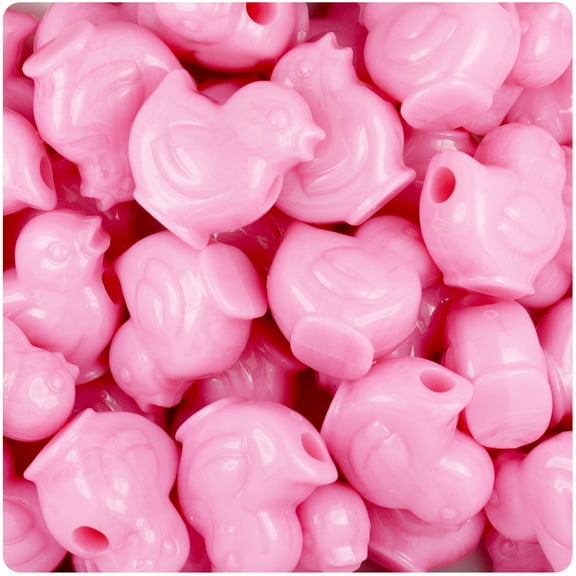 BeadTin Baby Pink Opaque 20mm Chick Pony Beads (24pcs)