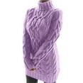 thumbnail image 2 of Women's Sweater Cable Knitted Long Sleeve Turtleneck Knitted Mini Dress Casual Slim Lightweight Sweaters, 2 of 7