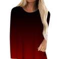 thumbnail image 3 of DYMADE Women Round Neck Casual Simple Button Printed Long Sleeve Blouse Top, 3 of 4
