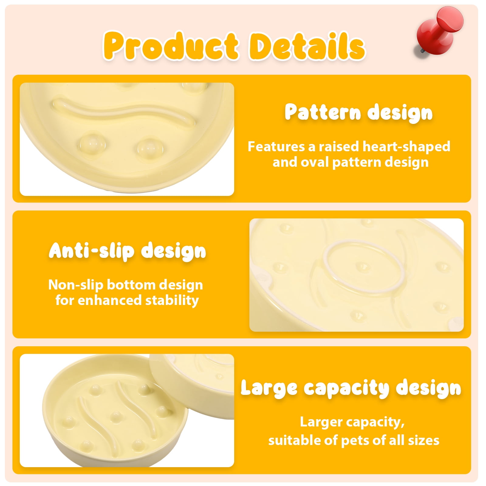 2 Pcs Cat Slow Feeder Bowl Smooth Ceramic Cat Food Bowl Slow Feeder with Nonslip Bottom，Keeps Pets Busy and Prevents Puppy Overeating