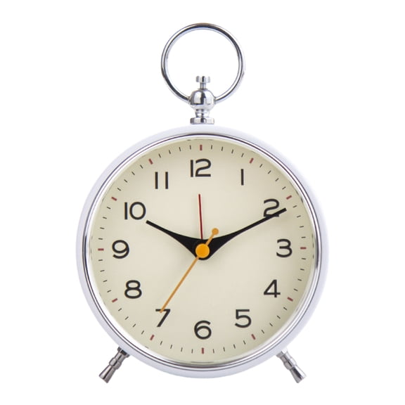 Loud Belled Alarm Clock with Quiet Movement, Mechanical Alarm Clock with Nightlight and and Snooze for Heavy Sleepers