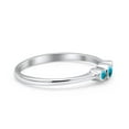 thumbnail image 2 of Three Stone Petite Dainty Simulated Turquoise Ring Band 925 Sterling Silver Size 4, 2 of 5