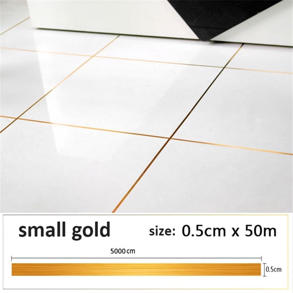PVC Waterproof Bathroom Ceramic Mosaic Floor Tile Tape Wall Sticker Self Adhesive Kitchen SMALL GOLD