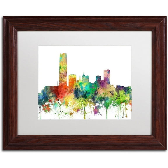 Trademark Fine Art "Oklahoma City Oklahoma Skyline SP" Canvas Art by Marlene Watson, White Matte, Wood Frame