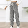 thumbnail image 2 of Lovskoo 2024 Womens Plush Lounge Pants Soft Fuzzy Pajama Bottoms Sport Casual Solid Elastic Waist Trousers Long Straight Pants Gray, 2 of 9