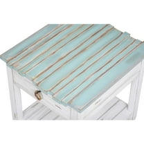 Sea Wind Florida Picket Fence Wood End Table with Drawer in White/Blue
