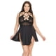 thumbnail image 1 of Babydoll Con Copa Y Aros Con Cuello Halter Y Tanga Negro Sm(D0102Hesccw.), 1 of 3