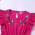 thumbnail image 6 of IBTOM CASTLE Toddler Kids Girl Mexican Ruffle A-Line Dress Traditional Floral Embroidery Ethnic Wear Fiesta Dresses 3-4 Years Hot Pink, 6 of 8