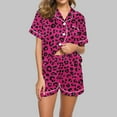 thumbnail image 2 of Simua Women's Summer Pajamas Sets Turndown Collar Print Short Sleeve Blouse and Shorts Loungewear, 2 of 5