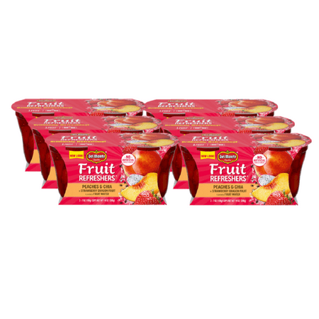 (12 Cups) Del Monte Fruit & Chia Peaches in Dragon Fruit Cups, 7 oz