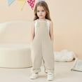 thumbnail image 5 of Bigetiay Little Girls Casual Sleeveless Jumpsuits Casual School Romper Beige Jumpsuit with Pockets for Everyday Wear Kids Clothes Girls Size 4-5 Years, 5 of 9