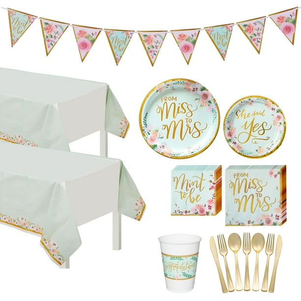 Party City Mint to Be Bridal Shower Party Supplies for 50 Guests, Include Plates, Napkins, Cups