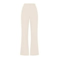 thumbnail image 5 of Cmfcve Women's Summer Linen Pants Wide Legged High Waisted Track Pants Straight Flowing Casual Beach Pants with Button, 5 of 6