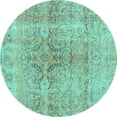 thumbnail image 1 of Ahgly Company Indoor Round Persian Turquoise Blue Bohemian Area Rugs, 6' Round, 1 of 4