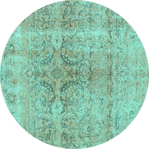Ahgly Company Indoor Round Persian Turquoise Blue Bohemian Area Rugs, 6' Round