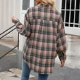 thumbnail image 4 of Xudanell Womens Casual Flannel Plaid Shirts Oversized Lightweight Fall Shirt Coat Long Sleeve Button Blouse Tops (Light Pink,S), 4 of 9
