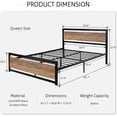thumbnail image 4 of Queen Metal Platform Bed Frame with Brown Wood Panel Headboard and Footboard, 4 of 4