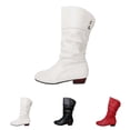 thumbnail image 3 of XIMIN Women Wide Calf Boots with Side Zipper Leather Wide Cowgirl Square Toe Boots Extra Wide Calf Short Shaft Boots Boots Slouch Wide Width Ankle Boots Outdoor Footwear, 3 of 7