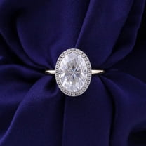 solitaire jewels 3CT Oval Moissanite Halo Engagement Ring For Women, 10K White Gold