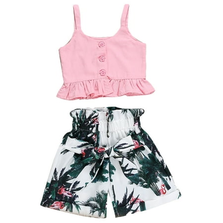 

Bmnmsl Toddler Kid Baby Girls Vest Crop Tops Ruched Shorts Floral Summer Casual Clothes Set Outfits